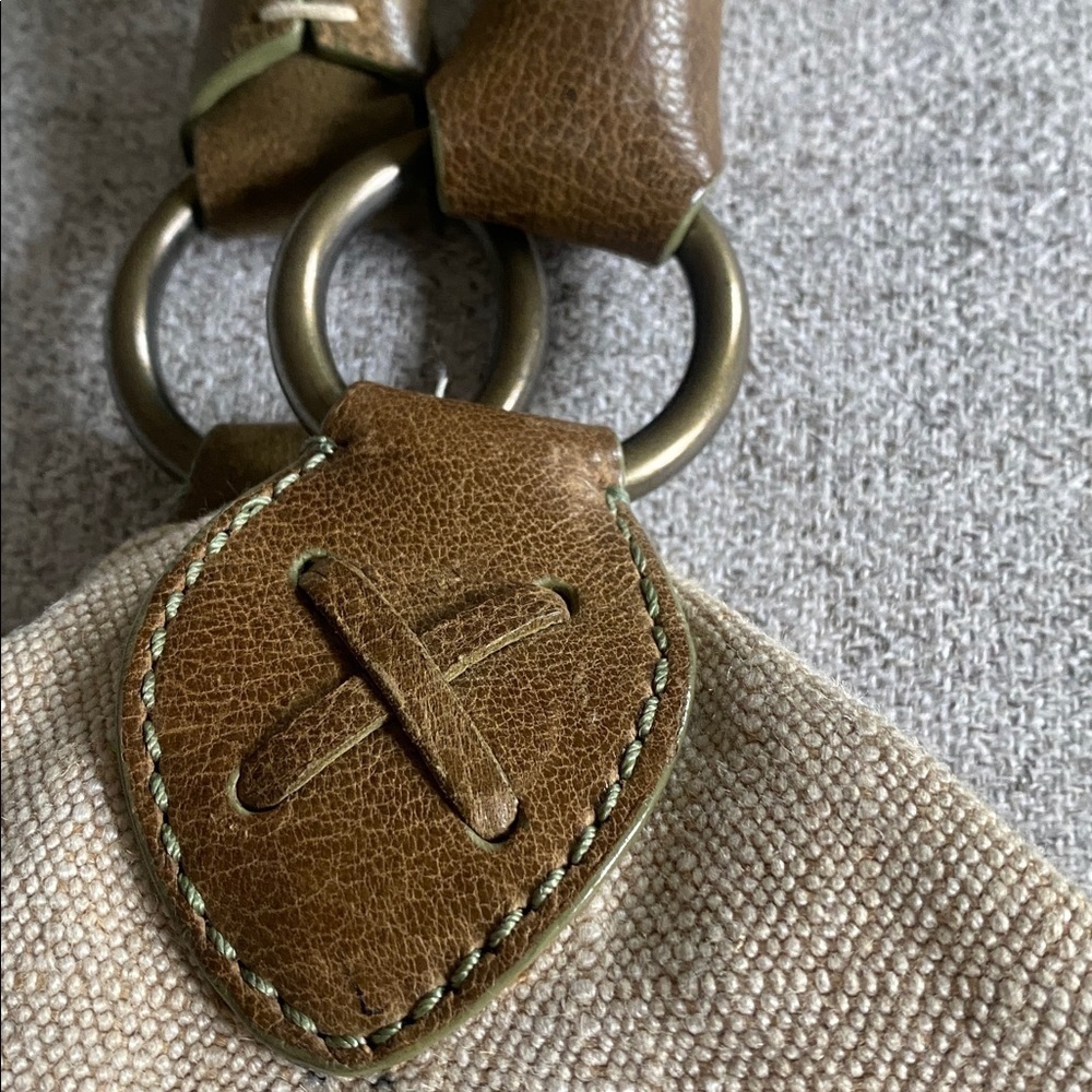 Via Spiga Beige Canvas & Brown Leather Braided-Handle Hobo Bag - Picture 4 of 14